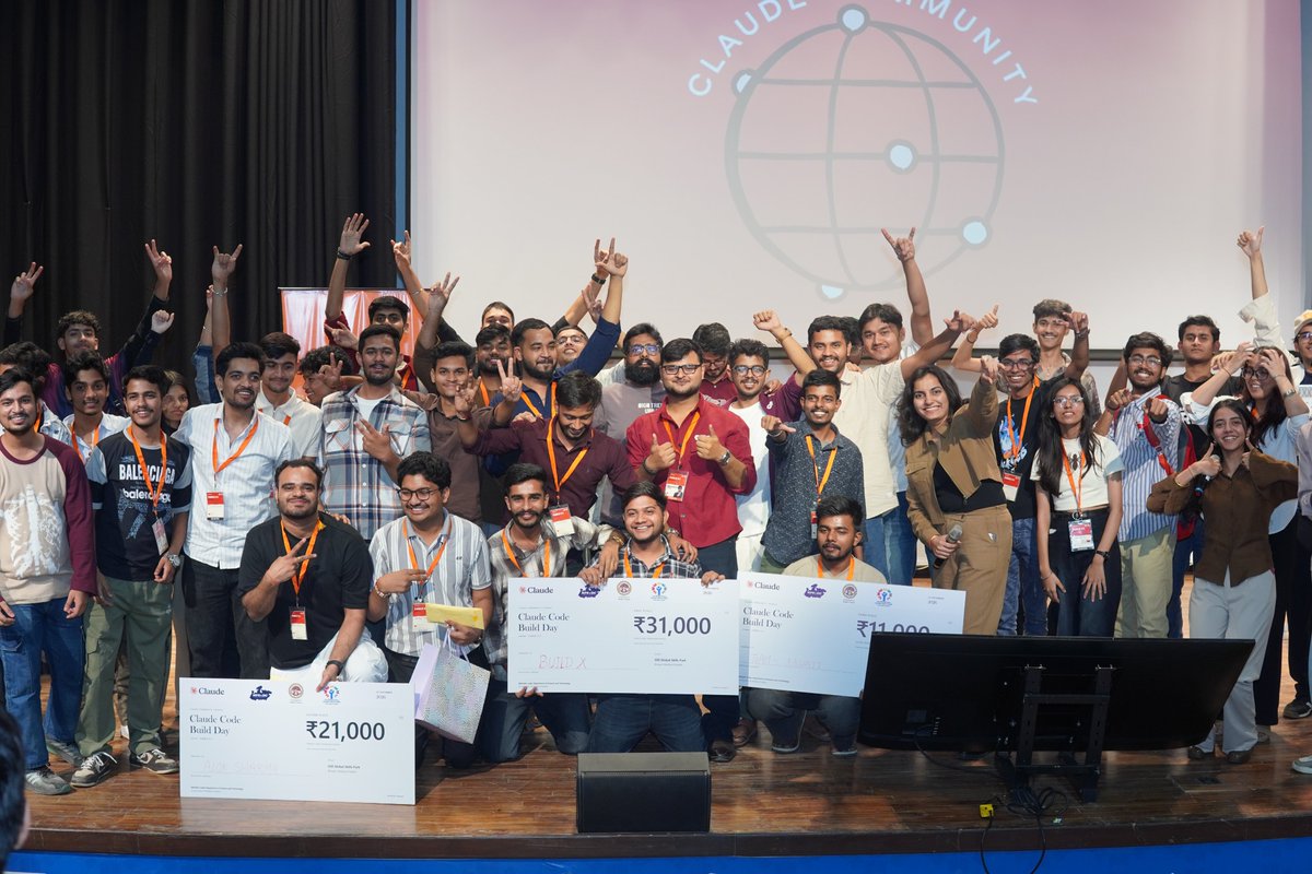 AadarshP6687's tweet photo. Bhopal showed what it can build.🔥
2K+ registrations | 280+ builders | 100+ projects | ₹63K prizes
🥇Build X — ₹31K
🥈Alok Sharma — ₹21K
🥉Team Kawai — ₹11K
Congrats to the winners &amp; respect to everyone who built.
Proud to contribute with @og_guild  &amp; Claude Community Bhopal. https://t.co/hq8aFJ2KzN