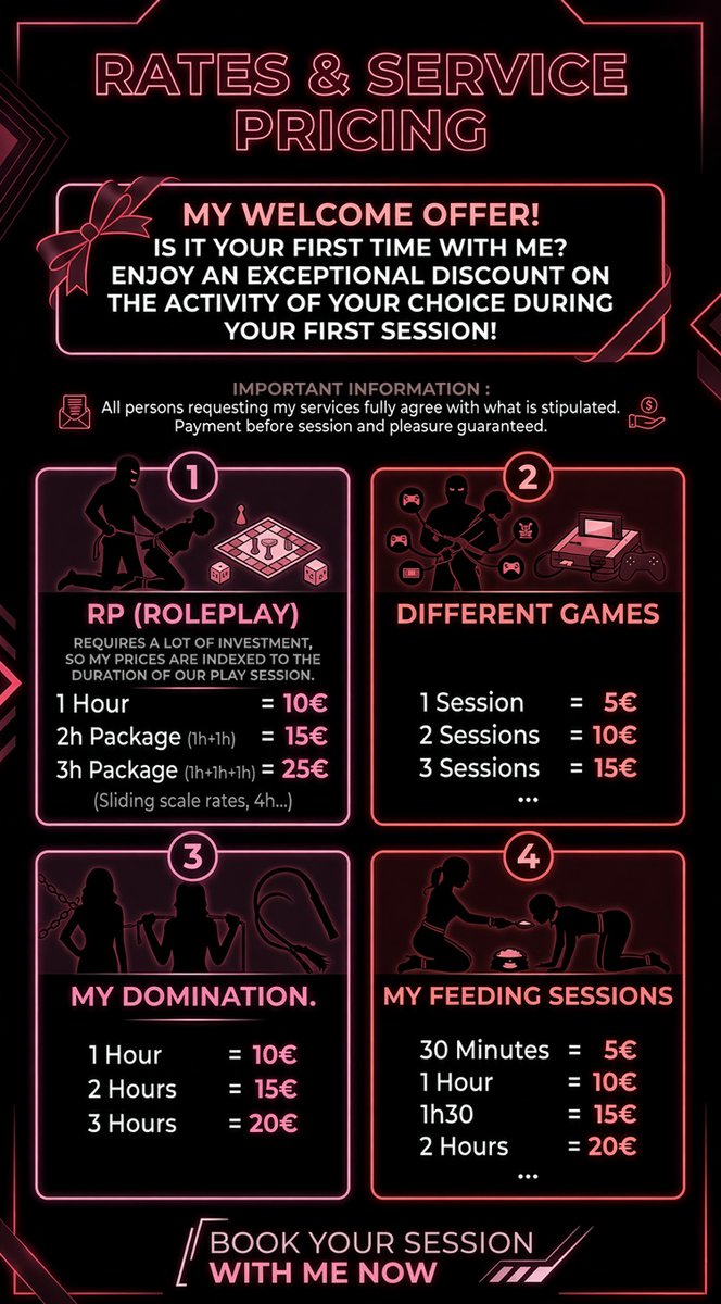 step_whore's tweet photo. Here is my new official rate card. 💕
All necessary details are included. 💋
If you have any questions, come ask me privately. Do not hesitate. 🥰 https://t.co/BGSXLTH1Hq