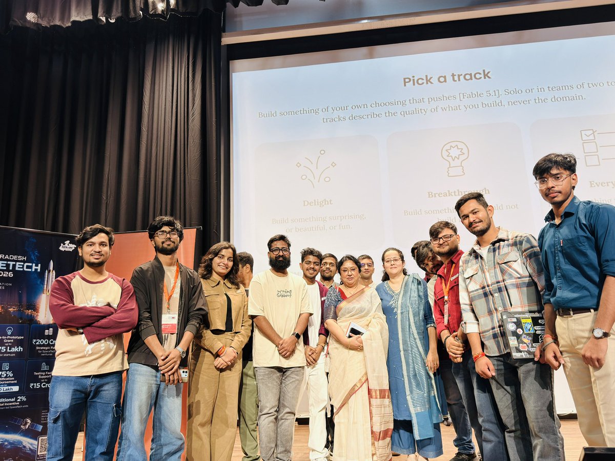 aniketsahu_115's tweet photo. Bhopal | Claude Code Build Day - Fable 5.1 

300+ builders joined us in person from across India to build, experiment and learn with Fable 5.1.

Huge thanks to @MPSeDC_DST and @MP_MyGov for collaborating with us and supporting this initiative at this level. Looking forward to bringing more such initiatives to Bhopal in the coming days.

And a big thank you to @AnthropicAI for being the official sponsor and providing $100 in credits to 300+ attendees.

#ClaudeBhopal