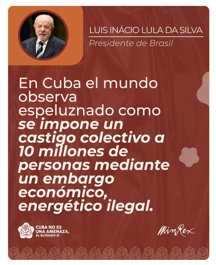 Yoamel_Acosta's tweet photo. Gracias a @LulaOficial y al hermano pueblo brasilero por su apoyo en estos tiempos difíciles. 
"Quien se levanta hoy con #CubaEstáFirme, se levanta para todos los tiempos..." https://t.co/XeqkzfinQ4