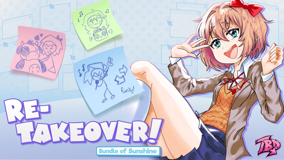 TeamTBDMedia's tweet photo. A short, simple retake of Sayori's week from the original developers of DDTO with the new faces that joined us at Team TBD! Just in time for DDLC's 9th Anniversary.

Re-Takeover - Bundle of Sunshine is available for V-Slice!

https://t.co/ufDQaLTQv0
#FNF #DDTO https://t.co/ze5l93Jio9
