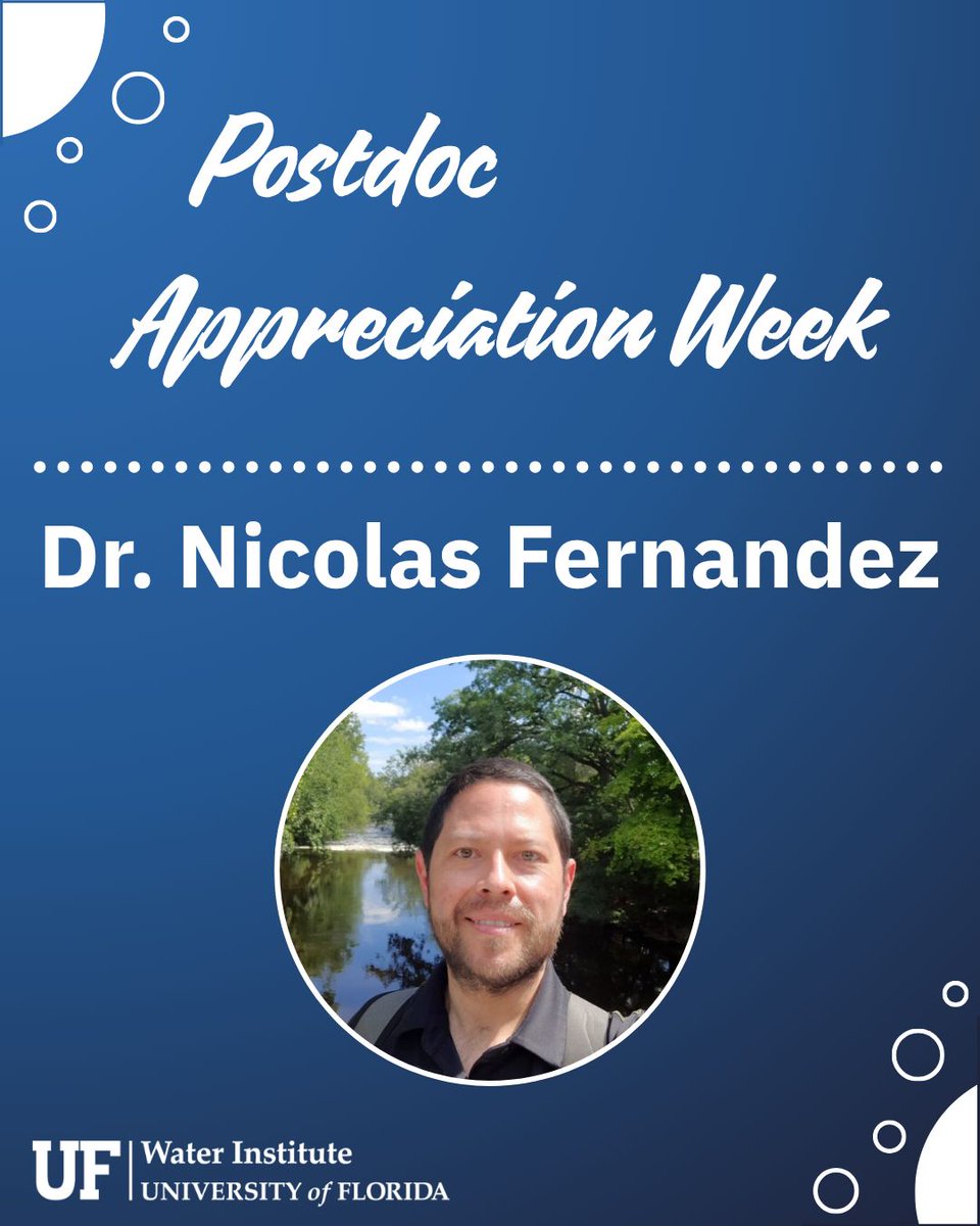 ufwater's tweet photo. As part of #PostdocAppreciationWeek, we're spotlighting Dr. Nicolas Fernandez! At the Water Institute, Dr. Fernandez bridges water quality, hydrology, &amp; data science to uncover new insights from large datasets &amp; support stakeholders in managing their water data. https://t.co/0Bn7ECjpXq