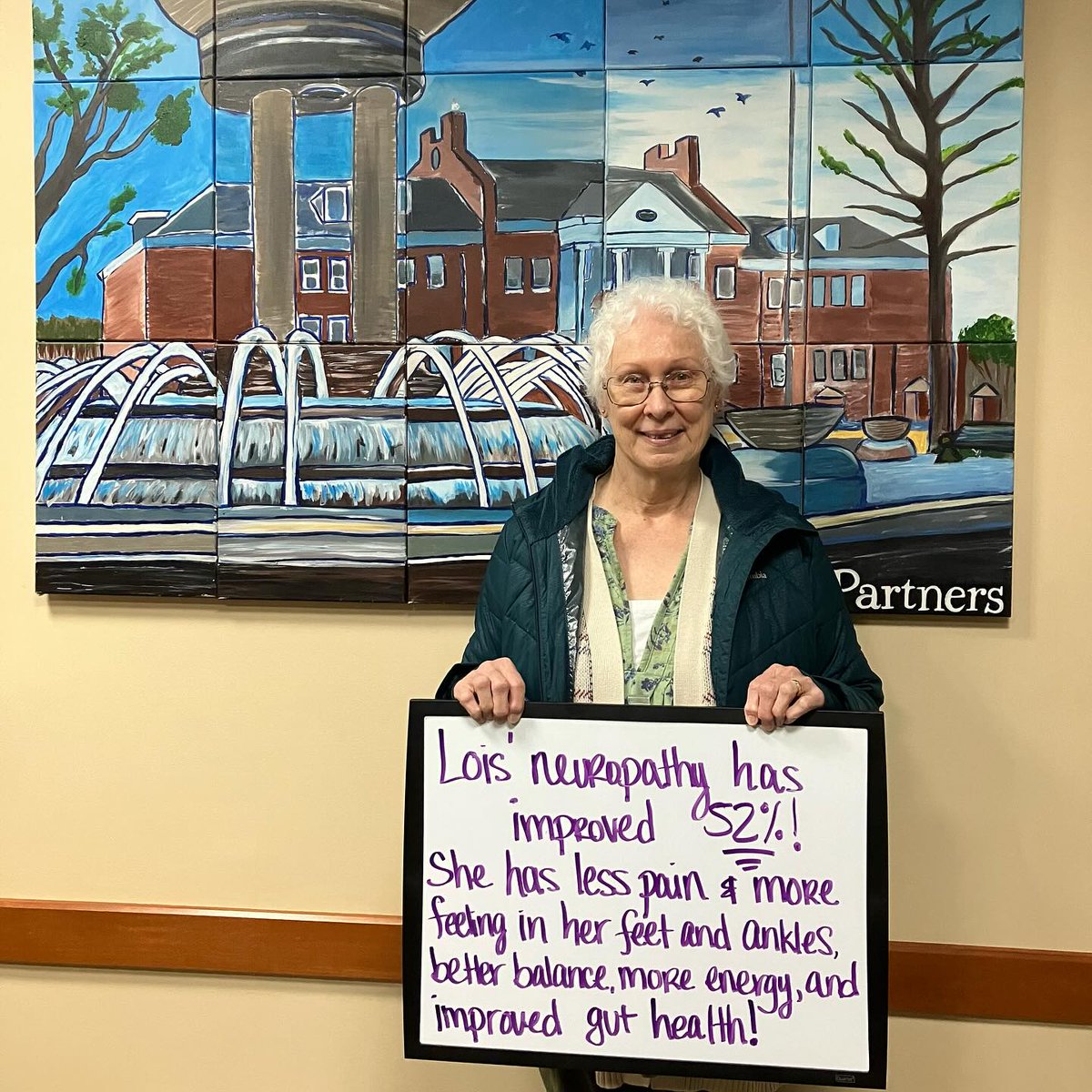 NeilStanfomx35's tweet photo. We’re thrilled to share Lois’s remarkable journey. In just 12 weeks, she achieved a 52% improvement in her neuropathy. Her dedication and personalized care made a real difference. Congratulations, Lois! https://t.co/rDNDCoLiFE