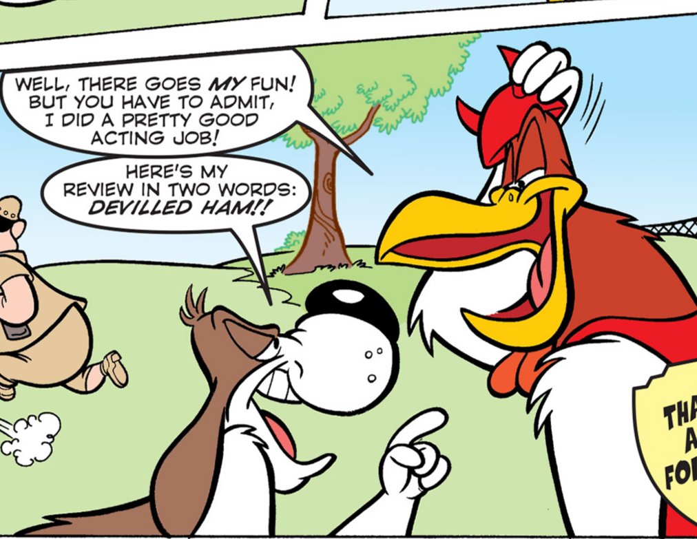 looc4tt's tweet photo. Since Foghorn Leghorn x Barnyard Dawg (aka fogdawg) is getting fed here are some scenes i got of them from comics

#fogdawg https://t.co/i2E81EPNdf