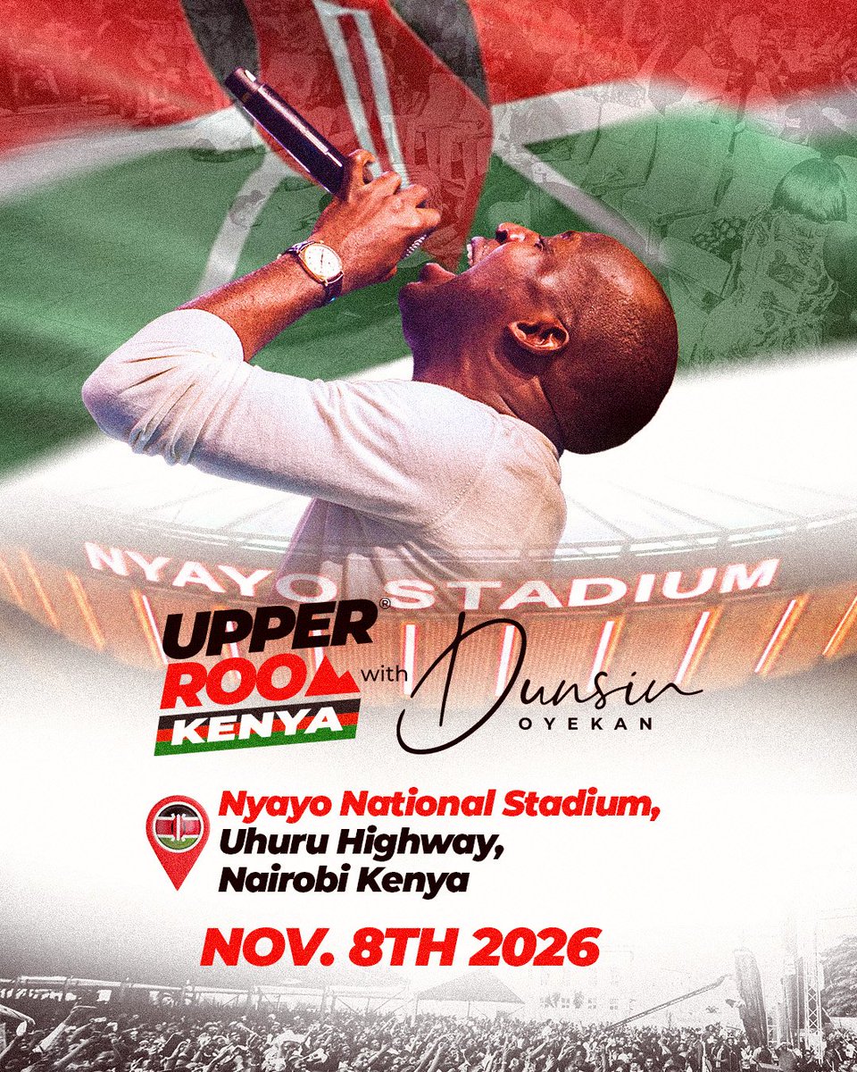outpouring_live's tweet photo. 🇰🇪 KENYA, THE WAIT IS OVER! 

Upper Room with Dunsin Oyekan is coming to Nairobi!

📍 Nyayo National Stadium, Uhuru Highway, Nairobi.

📅 November 8th, 2026

Prepare your heart. Come hungry. Come expectant. A gathering of deep encounters with God awaits.

#UpperRoomKenya https://t.co/bklHq7LMsZ