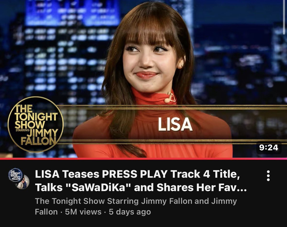 idatelalisa's tweet photo. LISA’s The Tonight Show interview surpasses 5M views on YouTube 😮 https://t.co/kZBkNooOYV