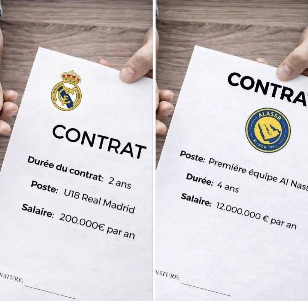 Serignethi14428's tweet photo. Tu as 16 ans. Tu commences à briller dans le football. Deux contrats arrivent sur la table.

Tu signes lequel ? https://t.co/oOlzmG8Ewn