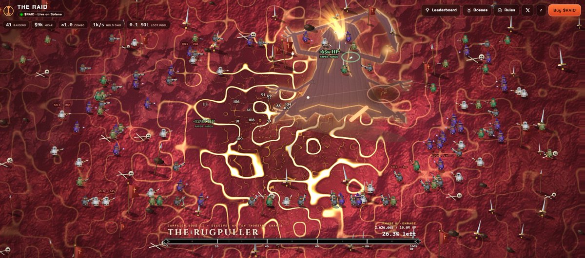 BossRaid_sol's tweet photo. Each buy fights the boss, each sell strengthens him

Will we defeat the Rugpuller? ⚔️ https://t.co/SJeD4MAK2n