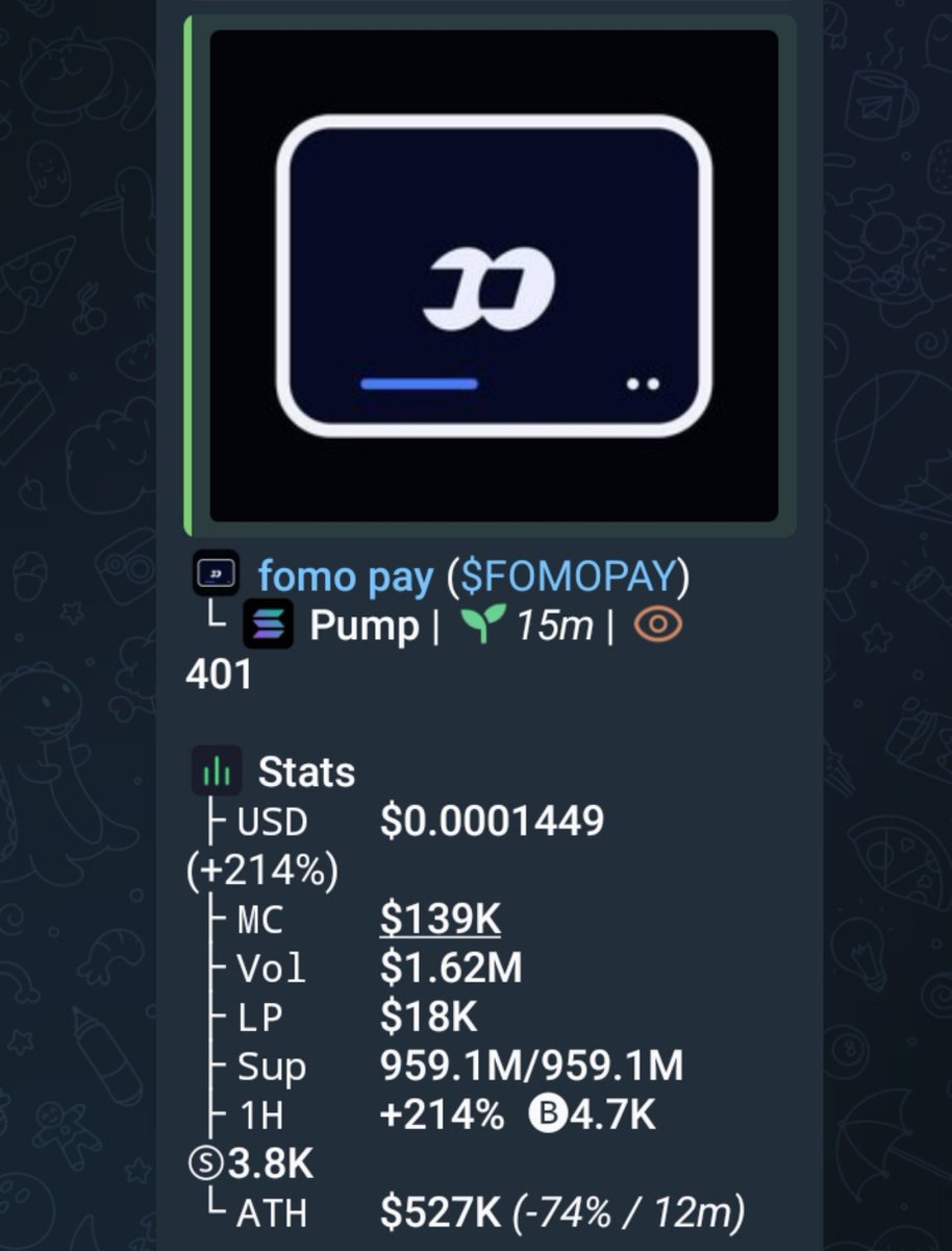 drsolgq's tweet photo. $fomopay delivered over a 15.5x up from my alpha signal on TG 📲

CAA>>
BP4Wic5LNKsqpmiREW6uNVEC16juvFCSd4WzVBatpump

#solana #memecoin #cryptosignal #fomopay https://t.co/MFONR1xv90