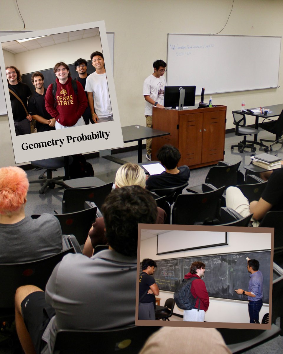 TXSTMath's tweet photo. Thanks to Talk Math 2 Me for hosting last week! Cyril Salib presented “How Great Minds and Endeavors Changed Our World for the Better.”
Faculty also hosted a geometric probability seminar. Thanks to all who joined!
#TXSTMath #TalkMath2Me https://t.co/dSOBnc1Pxg