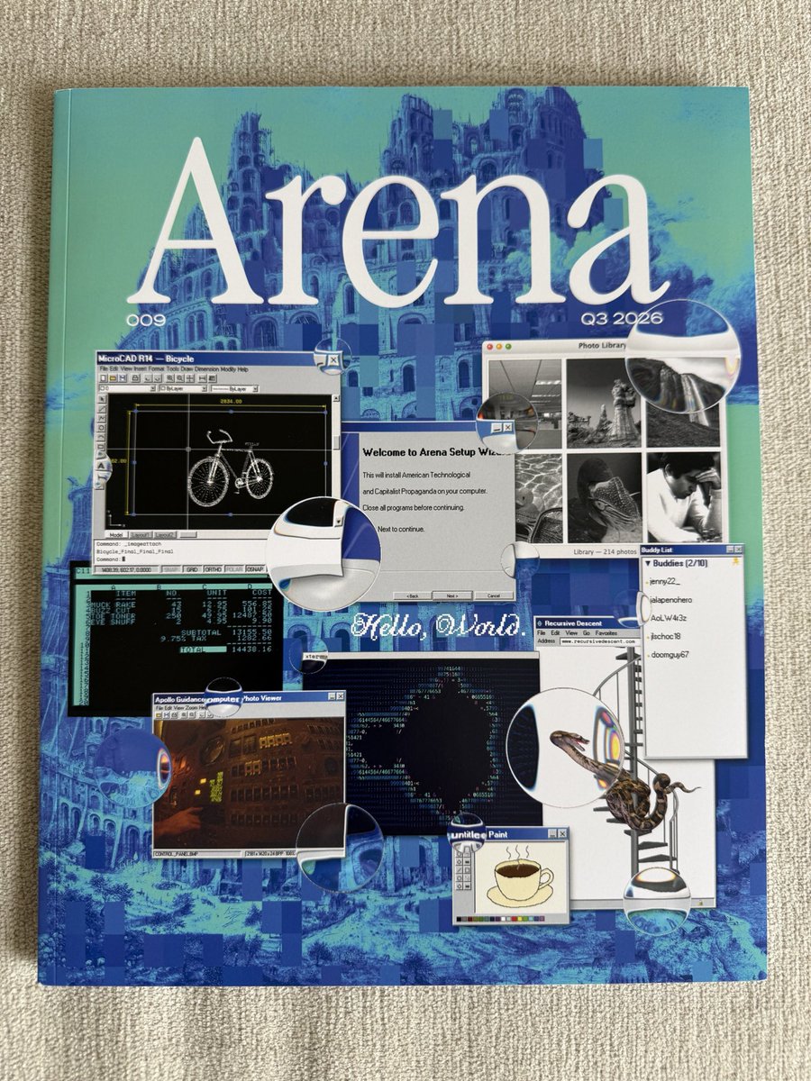 wisercharlie's tweet photo. Let’s go. @arenamag Issue 009: Hello, World. 

Love the retro cover design. Collector’s items! https://t.co/mNpkMhzbiX