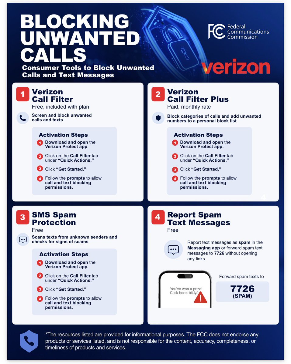 BrendanCarrFCC's tweet photo. NEW

As part of our ongoing efforts to crack down on illegal robocalls and text, the FCC has published step-by-step guides that enable consumers to turn on blocking and filtering tools.

They are specific to your type of phone and carrier. 

Find them here: https://t.co/aAcfXYDSJO
