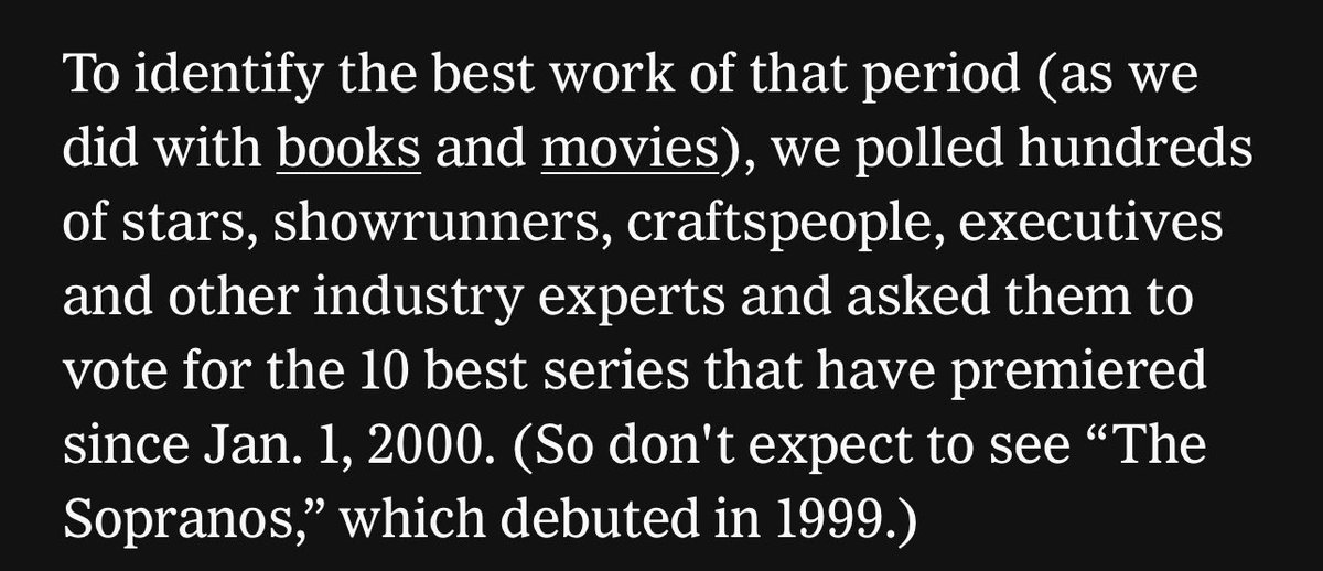UnderstanderArt's tweet photo. Legit dying that The Sopranos is so clearly the greatest TV show ever that the paper of record has to place this disclaimer to avoid getting yelled at: https://t.co/3cc6GbWqCR