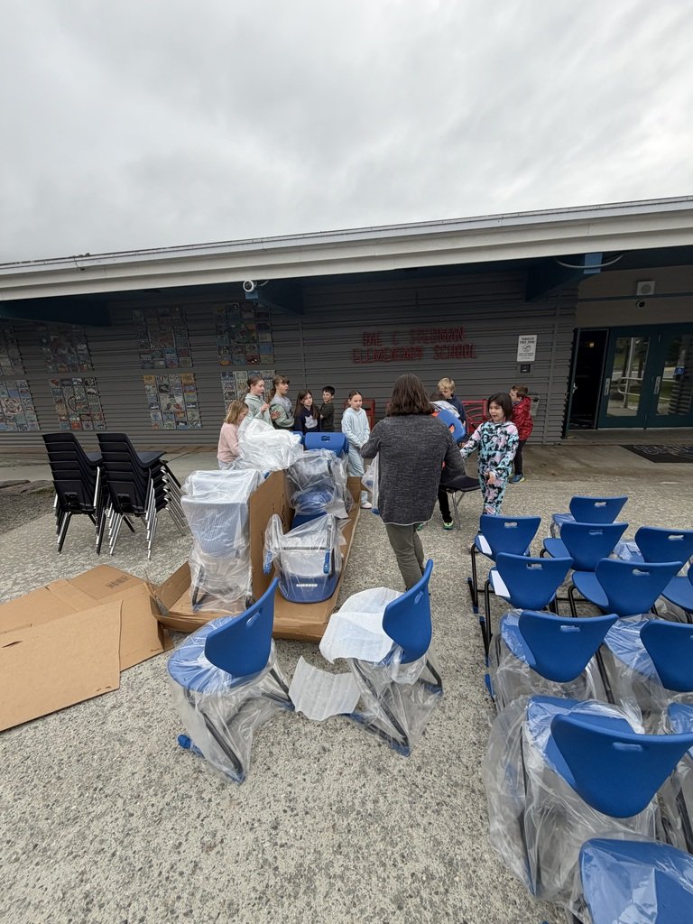 RaeCStedmanElem's tweet photo. Got us some new well deserved chairs and the students were super EXCITED!! 

If you are interested we have some of our older chair out front for YOU if needed. https://t.co/2s9q5mabp3