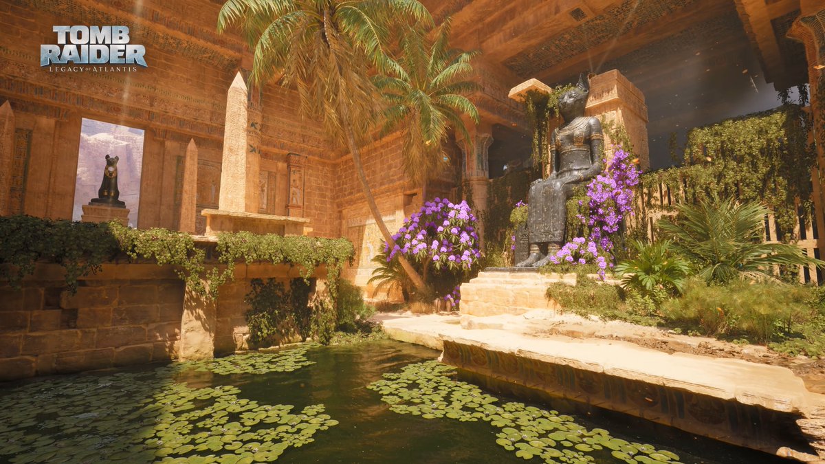 Cara30001's tweet photo. I totally agree with this! Keeping the same pink flowers across 3 different locations seems a bit boring. 
My idea was to bring back the red flowers to Peru, keep the Greece ones pink, and making Egypt's purpleish. I love how Lara contrasts with the world around her https://t.co/4vOakROe4s