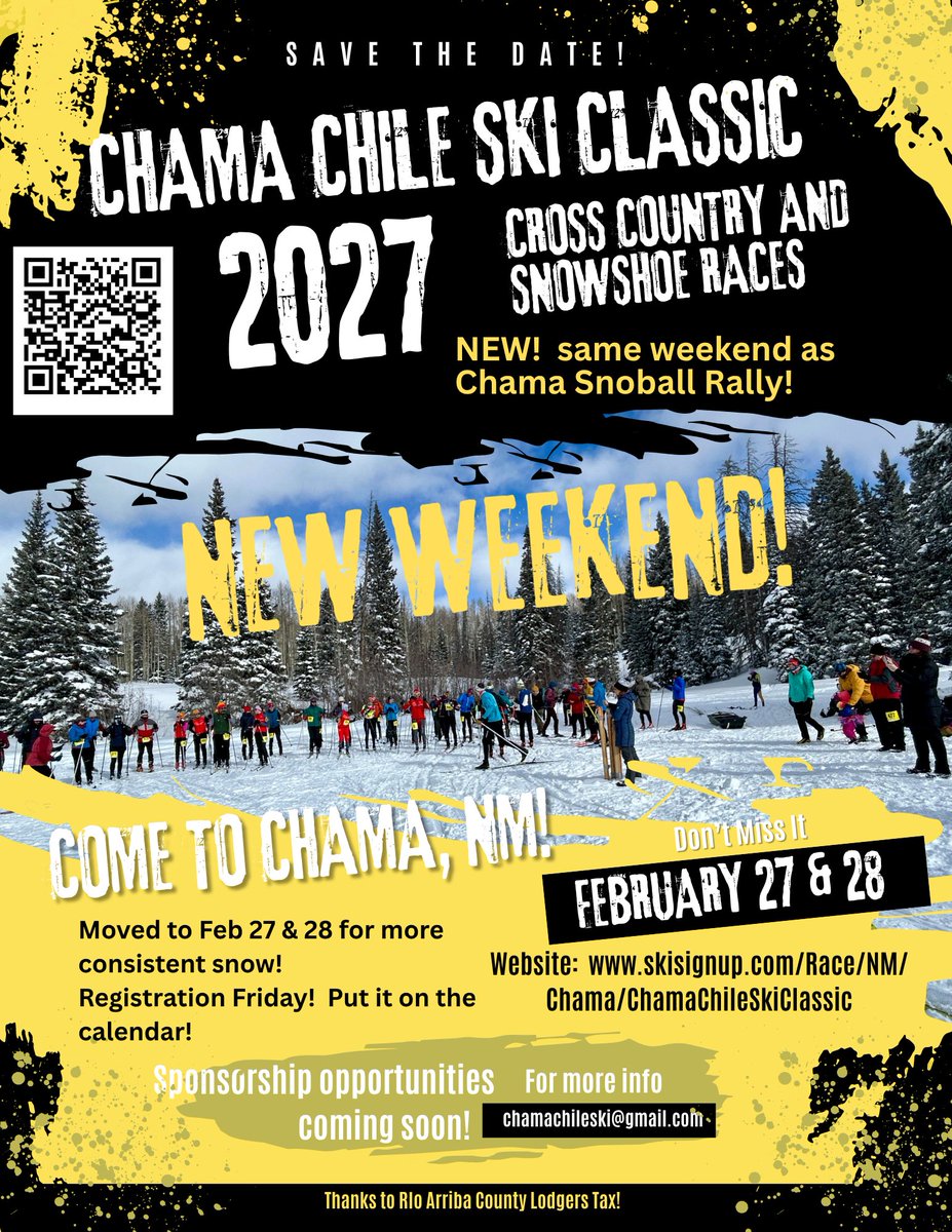 ChamaPeak's tweet photo. Chama Chile Ski Classic 2027 set for same weekend as Chama Snoball Rall! https://t.co/SyrplbmDpb