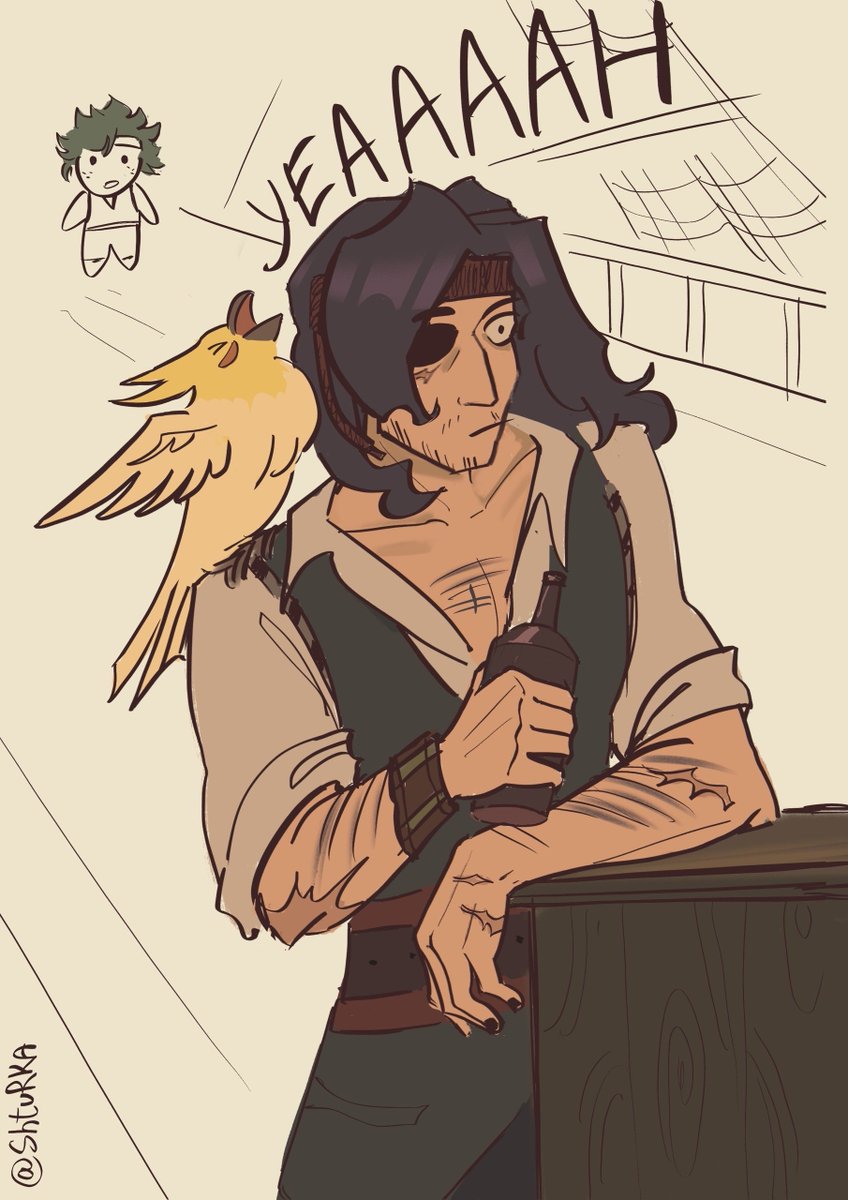 Shturkaart's tweet photo. Made a lil pirate AU comic with Mic the ship parrot and Captain Aizawa 🦜🏴‍☠️
I LOVE THIS AU SMMMM

#mha #erasermic https://t.co/FnLmwI9Znt
