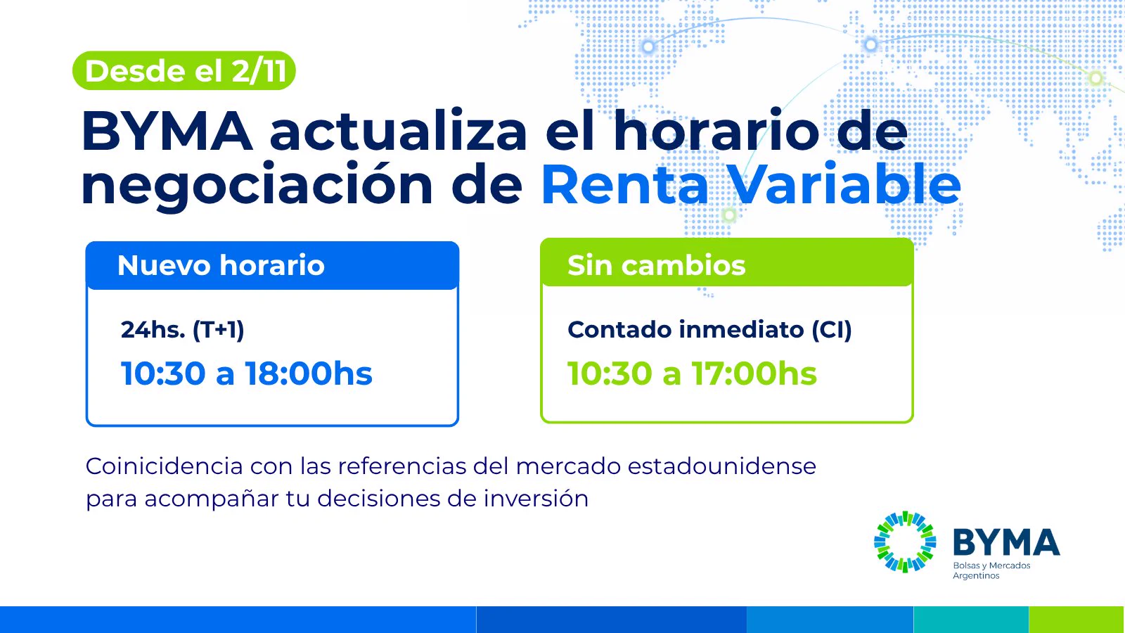 Andrés on X: "BYMA anuncia cambio de horarios del mercado. Desde el 2 ...