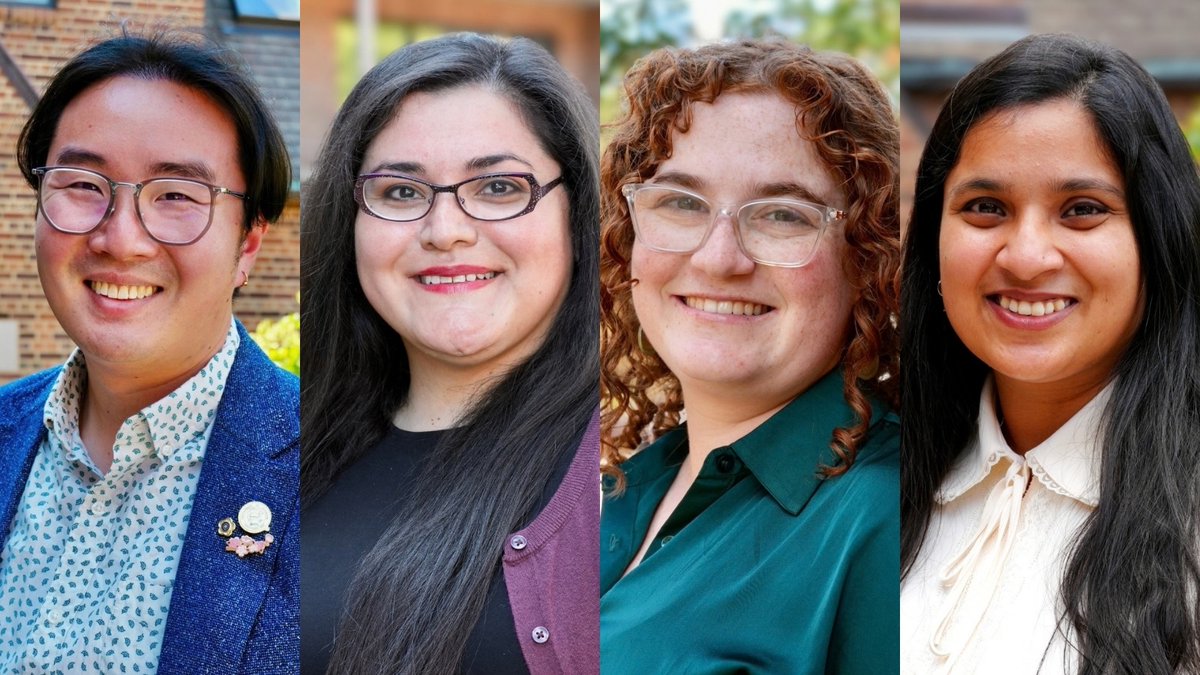 iSchoolUI's tweet photo. Kyle Chong, Yvette Iribe Ramirez, Leigh Levinson, and Soumita Mukherjee joined the 2026–27 cohort of #iSchoolUI Postdoctoral Research Associates, bringing research interests ranging from Asian American studies to digital equity, AI governance, and more. ▶️ https://t.co/TxTxYmS0Xk https://t.co/3PLpGqC2Gb