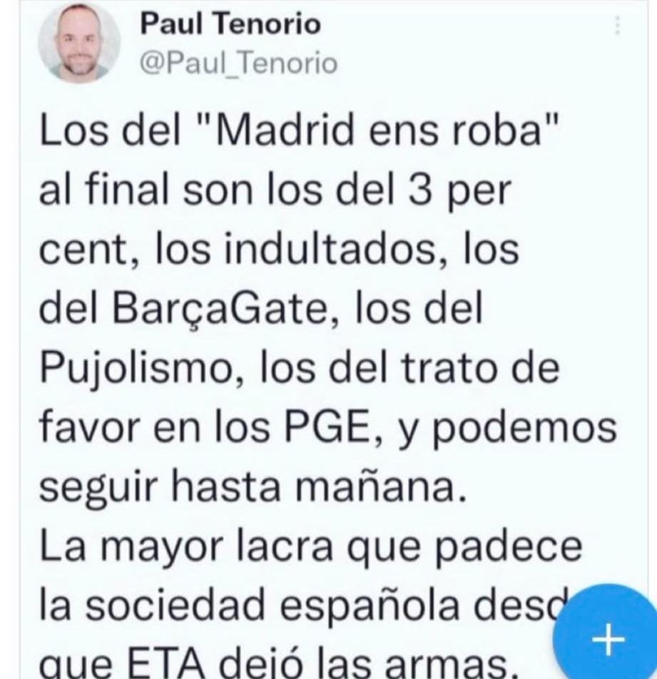 jaumemarcet's tweet photo. Hay líneas que nunca se deben cruzar......y que provocan que el RM saque comunicados.
Cuando un colaborador de RMTV compara al Barça con la ETA no dijeron nada y este individuo sigue soltando barbaridades en el canal oficial del club blanco.... https://t.co/TLVy7A3aaR