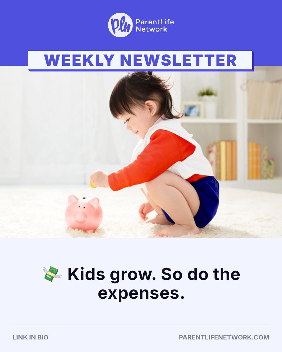 ParentLifeNet's tweet photo. Remember when you thought diapers were expensive? As kids get older, family expenses have a way of multiplying. This week, we’re sharing practical ways to save, budget smarter, and help kids build healthy money habits as they grow. 💰 Newsletter: https://t.co/hc5hqWPzIv https://t.co/68QoAT2ZFx