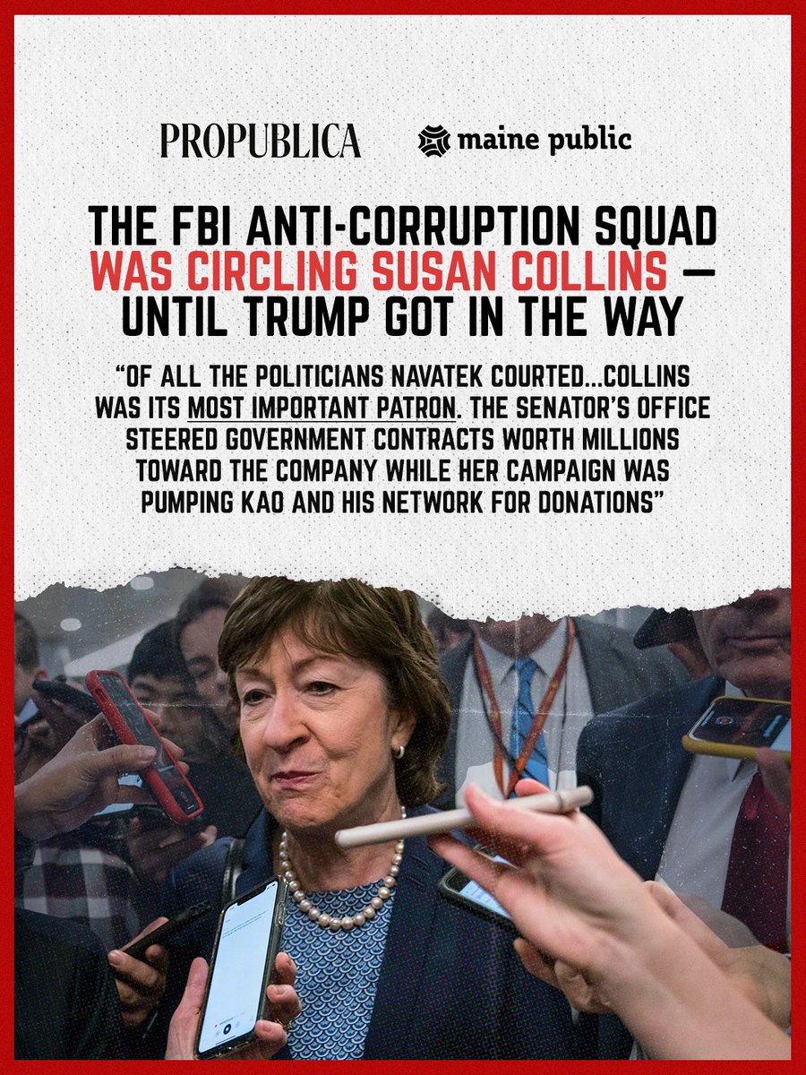TroyJackson207's tweet photo. In case you missed Susan Collins embroiled in a pay-to-play scheme…

Maine, it’s time to send Susan Collins packing this November. We can’t afford six more years of being sold out to Trump and Collins’ corporate cronies. https://t.co/XiHkYVfFde