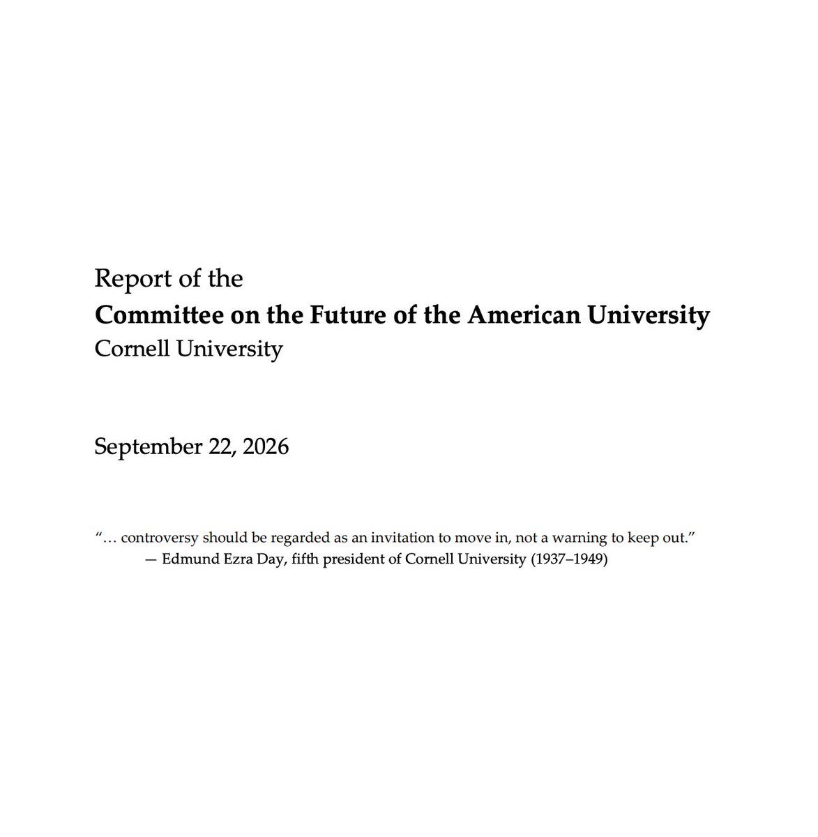 NicoleBarbaro's tweet photo. 1/ Cornell just dropped a 200+ page report on “The Future of the American University” — the latest in a string of reports this year focused on reform.

https://t.co/1EydvRsxSB https://t.co/wP9PYxPiwe