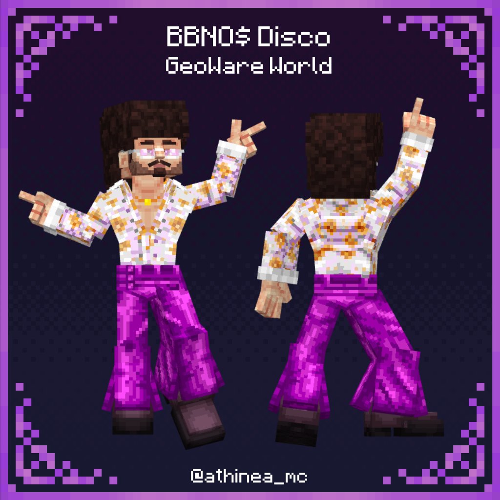 athinea_mc's tweet photo. BBNO$ DISCO OUTFIT Concierto GEOWARE World DIA 5
Retexturizado del modelo original de BBNO$ estilo DISCO 80's
@HexaCreators @Geovents
#geowareworld #hexacreators #blockbench #bbno #minecraft #animation #aldogeo #geoware #ironmouse #disco #80s https://t.co/hkPCuWZZ59