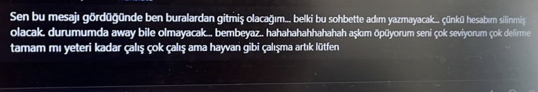 gulhazalg's tweet photo. İşten ayrılırken izinde olan arkadaşıma attığım veda mesajı hahahhaha o da ayrılacağım hafta evlenmeseymiş https://t.co/lbKn5nYDc2