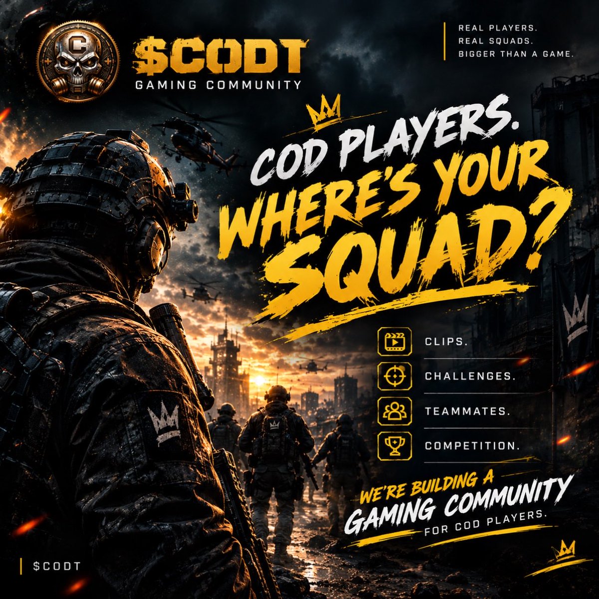 CODTHQ's tweet photo. 🎮 IF YOU PLAY COD, WE WANT YOU IN.

LIKE ❤️ • REPOST 🔁 • FOLLOW 🎯

Drop your:
🎮 COD Username
🌍 Country
👛 SOLANA Address

Let’s see who’s in the lobby. 👇

$CODT | GAMING COMMUNITY

#CODT #COD https://t.co/A3W3YvPQIv