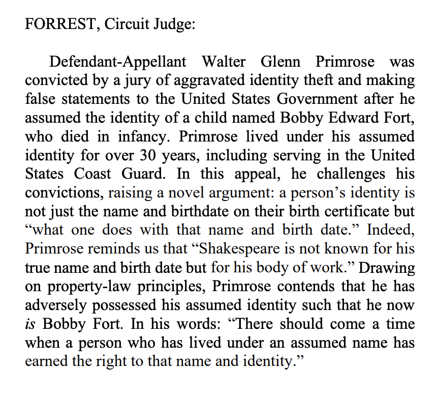 OrinKerr's tweet photo. There comes a time when the statute of limitations passes.  But there doesn't come a time when you get the identity of the other person you're wrongly using and you can therefore use it. https://t.co/xn0b9xLkia (h/t @EWess92) https://t.co/pcT2zxf7EO