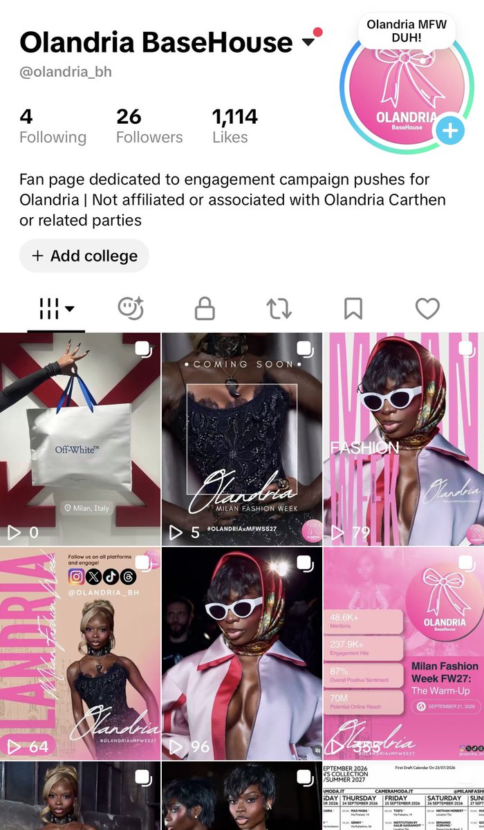 Olandria_BH's tweet photo. Don’t forget to engage on TikTok! Much higher EMV and SOV is generated from the platform 🎀💕

Tiktok: https://t.co/B7R13Qntw6

OLANDRIA AT MFW SS27 #OLANDRIAxMFWSS27 https://t.co/xFWEocWpbU
