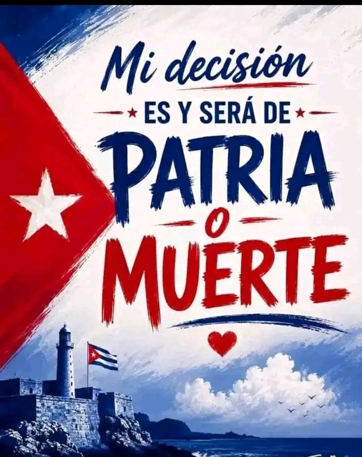 TonyPRoble's tweet photo. Claro!, Clarito!, los cubanos somos de Patria o Muerte, aquí sobran los coj.......
#CubaEstáFirme https://t.co/Jjza61xVmt