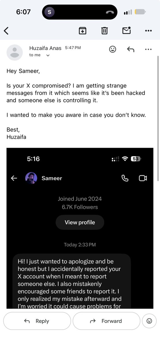 _sameerrr0's tweet photo. ⚠️ Important update regarding my X account

My X account was compromised, and I want to explain what happened so there is no confusion.

If you received any unusual DMs, links, or messages from @sameerrr0 during this period, please do not click on anything or share any personal information. Those messages were not sent by me.

I have now regained access to my account with the help of X Support and have taken steps to secure it.

I also want to make one thing completely clear: I was not involved in any scam, fraud, or identity theft. I was the victim of this incident.

I’ll be sharing the relevant screenshots, conversations, and other evidence in this thread to document exactly what happened, including the interaction with the person who impersonated X Support.

@Support  / @Safety  — I genuinely request that you please review this incident and take appropriate action against the individuals responsible.

A sincere thank you to everyone who warned others, reached out to me, reported the suspicious activity, and supported me while I was dealing with this. I truly appreciate it. 🙏