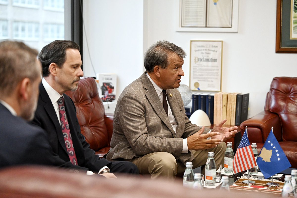 albinkurti's tweet photo. Pleased to meet with Congressman George Latimer (@RepGLatimer) in New York, who has been a strong and important voice for Kosova, particularly in support of its NATO accession.

We discussed a range of topics, including Kosova’s economic growth, its achievements in strengthening safety and security, and its growing recognition and engagement with international institutions. We also discussed the enduring partnership between Kosova and the United States, including our cooperation in defense and development.

Our conversation also focused on regional security, including concerns about the Russian support for destabilizing activities.

The United States is a cherished ally of Kosova, and we are deeply grateful for the strong bonds of friendship and bipartisan support we enjoy across both chambers of the U.S. Congress.