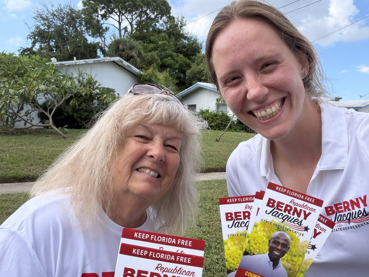 BernyJacques's tweet photo. Campaign Manager Cassidy Hill and volunteer Linda Johnson pounded pavement in Largo today! They got great responses about our campaign! 

#KeepFloridaFree #TeamBerny https://t.co/UU0Y33y3um