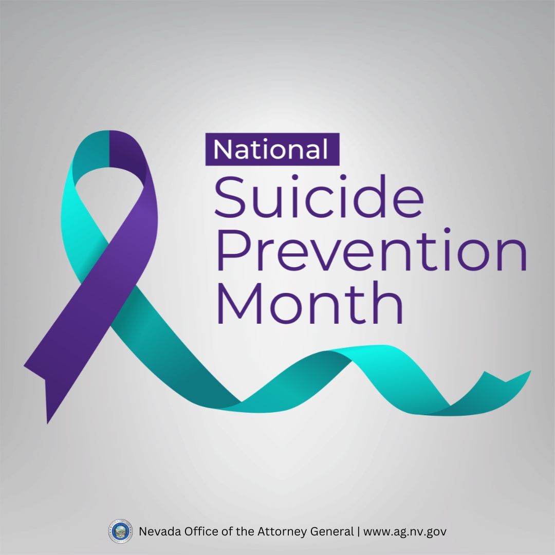 NevadaAG's tweet photo. Before September ends, we recognizing National Suicide Prevention Month and reminding Nevadans that we all have a role in preventing suicide. Check in and remind those you care about they’re not alone.
Visit https://t.co/eso6er2S4e for more information and resources. https://t.co/YNEAY4AMf7