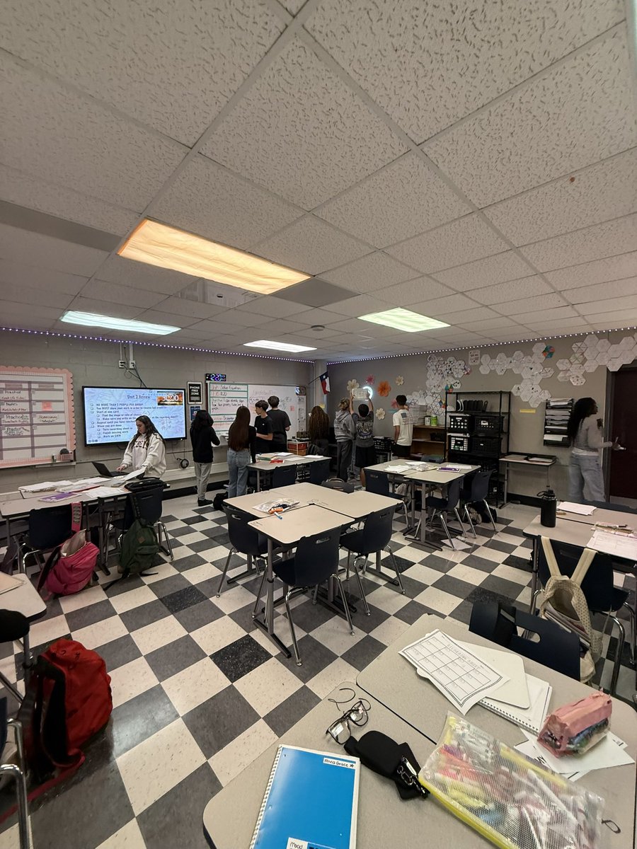 MidlandLFHS's tweet photo. Today in Ms. Mann’s class, students teamed up for a scavenger hunt review to put their skills to the test and prepare for tomorrow’s test!🔍✏️

#leefreshmanhighschool #mathinaction #learningtogether #familee #midlandisd https://t.co/NfpnCSp5eF