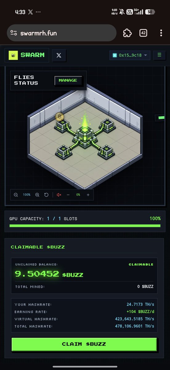 Agustianda62817's tweet photo. ๐ Just farming $BUZZ on Swarm
โก Hashrate: 24.71 TH/s
โ๏ธ Earning rate: +104 $BUZZ/day
๐ฐ Unclaimed: 9.50452 $BUZZ
๐ฅ GPU capacity: 1/1
The swarm is getting stronger ๐โก
Who else is farming $BUZZ? ๐
#BUZZ #SWARM #Robinhood #Crypto #Airdrop
https://t.co/eWAFV5SGtO https://t.co/Fb6vWsFSkY