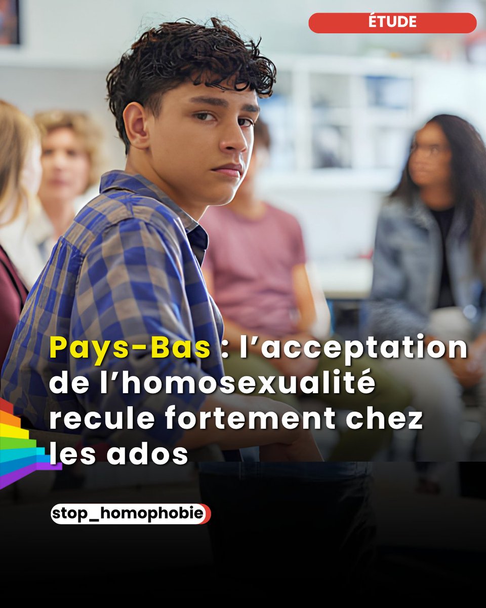 stop_homophobie's tweet photo. 🇳🇱 Aux Pays-Bas, l’acceptation de l’homosexualité recule fortement chez les ados de 12 à 16 ans.

📉 Chez les garçons scolarisés dans le secondaire, la proportion ayant une attitude positive est passée de 40 % en 2021 à 22 % en 2025 : presque divisée par deux.

Chez les filles, elle passe de 78 % à 51 %.

La visibilité à l’école recule également : seuls 45 % des élèves estiment désormais qu’un camarade gay ou lesbien peut parler ouvertement de son orientation sexuelle dans son établissement, contre 60 % en 2021.

Les chercheurs évoquent plusieurs pistes, notamment le climat du débat public, les réseaux sociaux et la diffusion de discours plus conservateurs. Aucune cause unique n’est toutefois établie.

Un signal à prendre au sérieux pour les écoles et pour la prévention des LGBTphobies.

🔗 https://t.co/q6ITTldIMC

#PaysBas #Homosexualité #LGBT #LGBTQIA #Homophobie #LGBTphobie #JeunesLGBT #Adolescents #École #Égalité #DroitsLGBT #Prévention #LutteContreLesDiscriminations