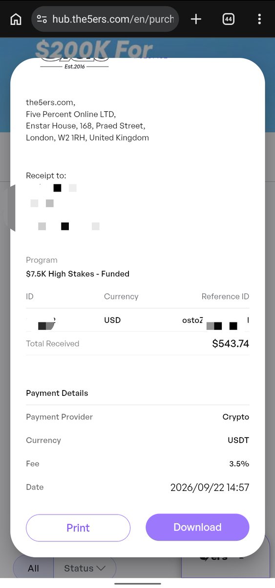 alermingw's tweet photo. Another milestone unlocked! 📈 Beyond grateful to report a $543.74 payout processed in under 8 hours by @the5erstrading 
​Hard work, risk management, and trusting the process always pay off. On to the next goal! 🚀 Thanks CEO @SaulThe5ers @PropFirmMatch 
​ #ForexTrader #The5ers https://t.co/9e1xmoJcLB