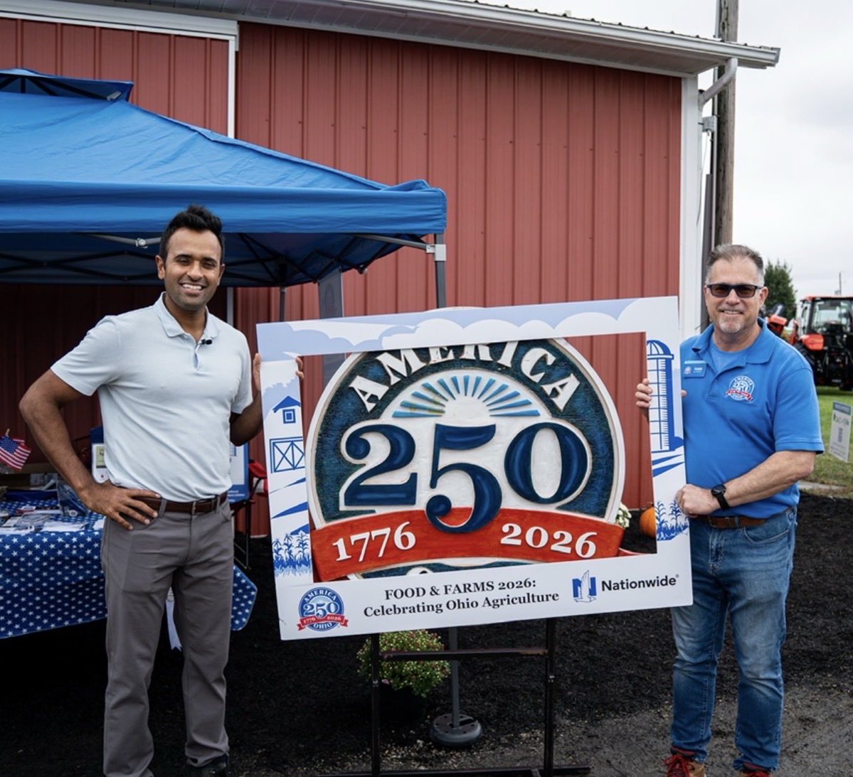 VivekGRamaswamy's tweet photo. Great to return to the Farm Science Review this year. It isn’t an easy time to be a farmer, but we’re fully behind the farming community in our state. Grateful to earn endorsements from Ohio’s Corn & Wheat Growers and the Ohio Cattlemen’s Association, both of which generally don’t endorse in Governor’s races. 🙏