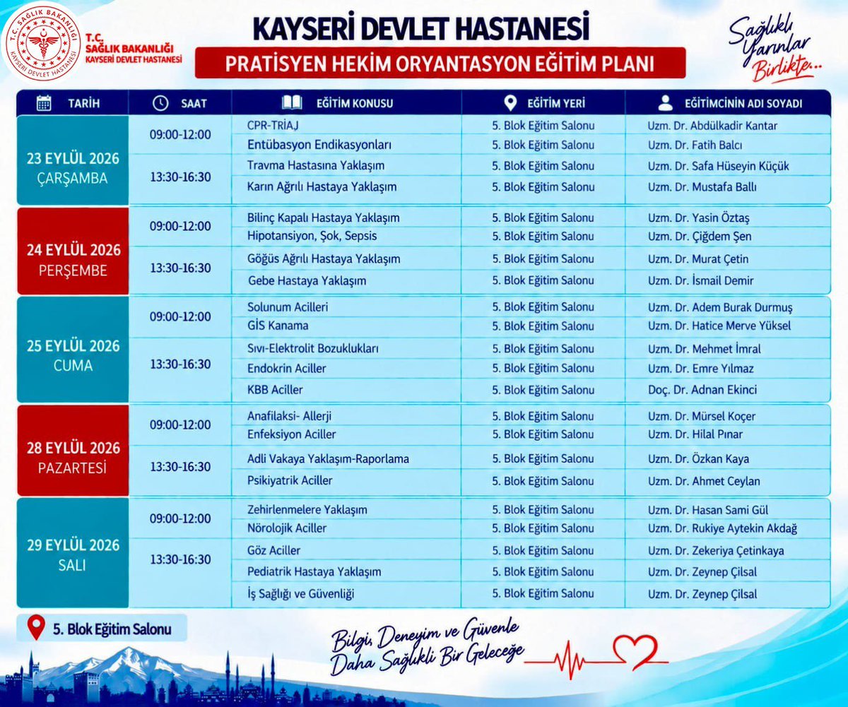 KayDevletHastan's tweet photo. Hastanemizde Pratisyen Hekim Oryantasyon Eğitimi Gerçekleştirilecek.

https://t.co/C1rbOujgYB

#Oryantasyoneğitimi 
#pratisyenhekim
#Acilsağlıkhizmeleri 
@saglikbakanligi 
@sbshgm 
@acilsaglikk 
@sbkhgm 
@kayseriism https://t.co/7NoxoFsMaM