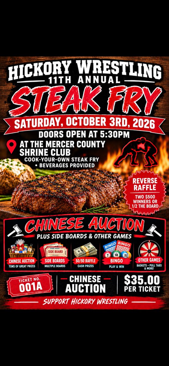 Hickorywrestli1's tweet photo. Please DM for ticket information. Thanks for your support. 🤼🤼‍♂️ https://t.co/HgOhbfSylm