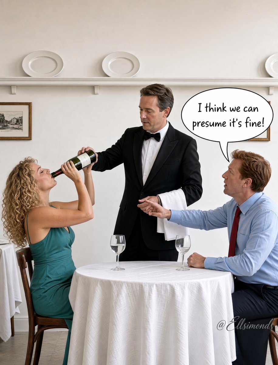 EllSimonds's tweet photo. When they ask if you’d like to taste the wine…🍷🤣🤣 https://t.co/1kjhexnKo5