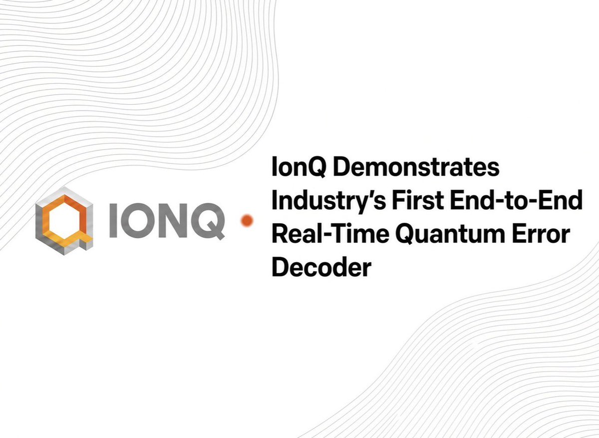 TechInnovationz's tweet photo. $IONQ ran real-time error correction on a single off-the-shelf CPU.
Qubits pick up errors from their surroundings, constantly. A classical computer has to find those errors and fix them while the quantum machine runs. It is called the decoder, and when it falls behind, the quantum computer stops and waits for it.
IonQ announced today that its decoder kept up, from end to end, on one processor. The paper went up on arXiv on August 25, signed Min Ye, Andrii Maksymov and Nicolas Delfosse. What they measured:
➡️ 408 logical qubits, in 68 memory blocks and 20 magic state factories, 11,680 physical qubits in all
➡️ 555,130 T gates and 1.3 million logical measurements, across 31.5 million rounds of error checking
➡️ 0.02% "stretch", the extra time the decoding cost that computation
➡️ under 0.3% on all three test workloads at the error rate they assume, under 12% if that rate is five times worse
➡️ the hardware: a 2024 Apple M4 Max, the chip in a MacBook Pro, 12 of its 16 cores
IonQ splits the job between two decoders on the same chip. One runs continuously over the error data. A lighter one wakes up for each logical measurement, where the answer is needed fastest. Both are built on the beam search decoder Ye, Delfosse and Dave Wecker published in December, now out in PRX Quantum.
Nicolas Delfosse, paper co-author and quantum research lead at IonQ, says a decoder that runs on a single CPU "provides a practical path to commercial-scale fault-tolerant quantum computing".
The quantum computer here is simulated, noise included. The decoding is real work, timed on real silicon.
IonQ reads the result as validation of a pillar of its Walking Cat architecture: the classical side does not have to grow exponentially as the machine gets wider in logical qubits or deeper in operations.
John Gamble, VP of Architecture at IonQ, says the numbers IonQ steers by are time to solution, cost to solution and energy to solution.
The release calls the result a foundation for the roadmap beyond 256 physical qubits, toward thousands.
Congratulations to Min Ye, Andrii Maksymov and Nicolas Delfosse, and to the people they thank in the paper: Felix Tripier, Nolan Coble, Jacob Young, Finn Buessen, John Gamble and the whole IonQ team.
🔗 https://t.co/VjDgBzvrbs
#IonQ #Quantum #QEC