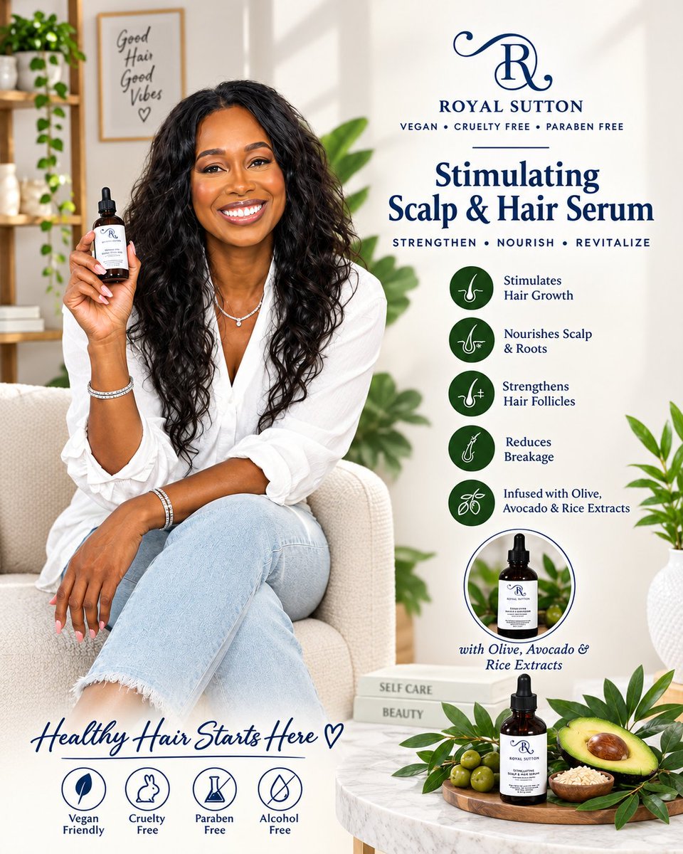 royalsuttonskin's tweet photo. Royal Sutton Stimulating Scalp & Hair Serum is infused with Olive, Avocado & Rice Extracts to nourish hair, scalp, skin, and nails while helping add softness and shine.
https://t.co/P82FbdpD6X
#RoyalSutton #HairCare #ScalpCare #HairSerum #VeganBeauty #NaturalBeauty #HealthyHair https://t.co/WqhcDFmko5
