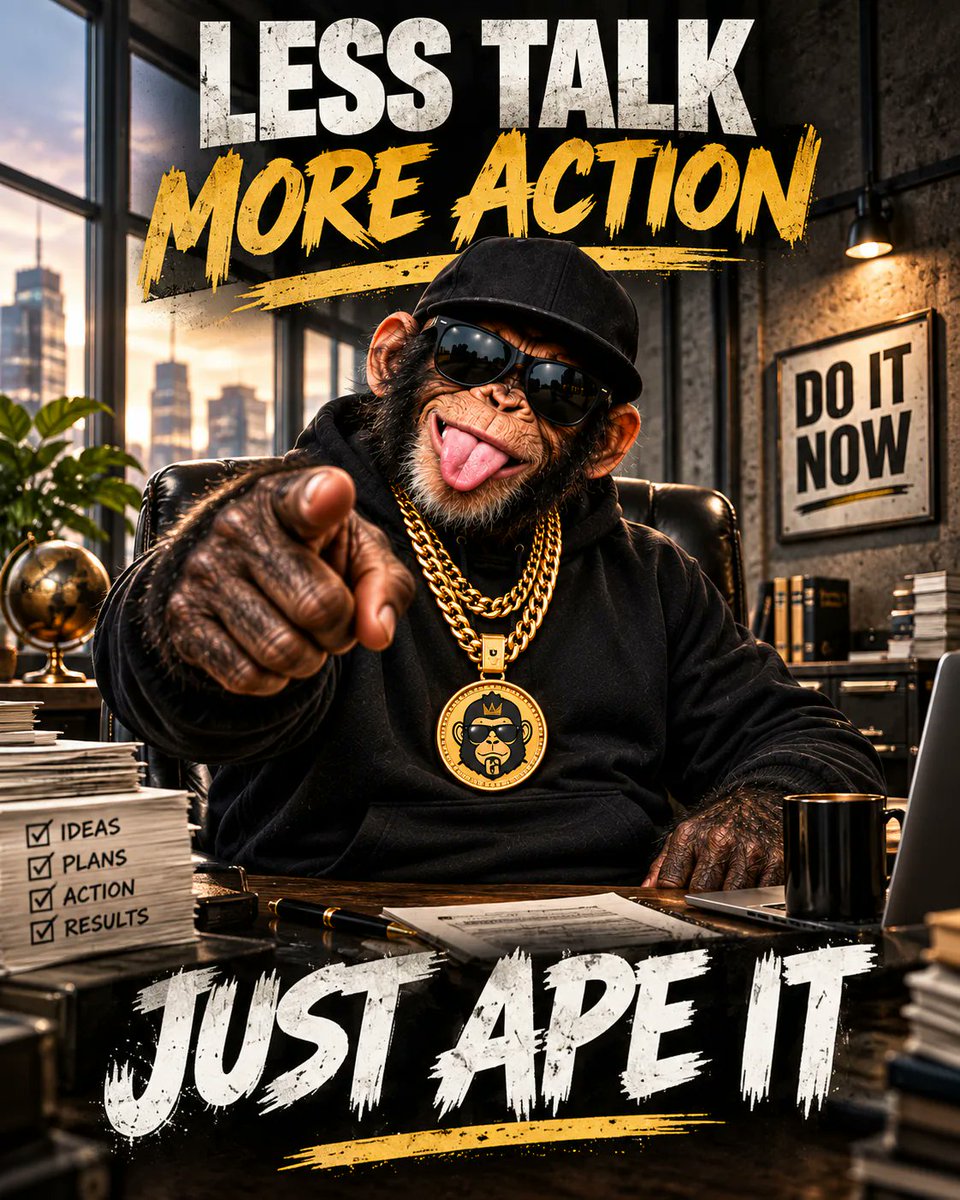 ric96730's tweet photo. 🦍 JUST APE IT.

No endless research.
No second thoughts.
No waiting for permission.
Just raw conviction, a black hoodie, and an ape that keeps moving. 🔥BUILD. POST. REPEAT.
The jungle doesn’t need another spectator.
It needs another ape. 🦍JUST APE IT.
$JUSTAPEIT 🚀#JustApeIt #ApeArmy #Solana #MemeCoin