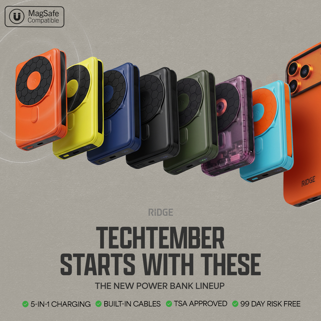 ridgewallet's tweet photo. Power that passes the review. Marques Brownlee backs the Ridge Power Bank: 10k mAh, MagSafe compatible, built to charge fast and travel light. Built for life.