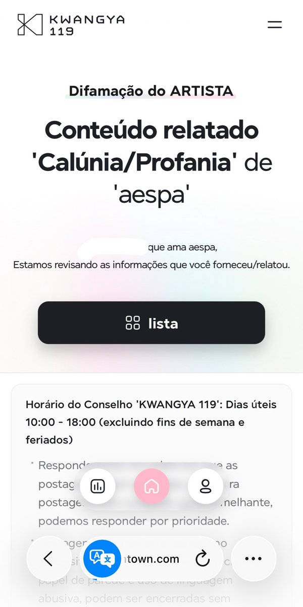 acervespa's tweet photo. 🚨 COMUNICADO OFICIAL 🚨

Nestes acontecimentos que vêm ocorrendo com o aespa nestas últimas semanas, sob muita insatisfação com a SM em relação a negligência de carreira e saúde do grupo, pediremos pronunciamento devido sobre estas questões e levantaremos hastags juntamente com e-mails sobre essas falácias e onda de fake news, disseminação de ódio, racismo e assédio em etapas afim de chamar atenção da empresa qual as agenciam, SM Entertainment.

• PASSO A PASSO:

1. Levantaremos a hastag #SMPROTECTAESPA nos posts e tentaremos que vá para o TrendingTopics;
2. ⁠Enviaremos um e-mail reportando a situação para o Kwangya 119;
3. ⁠⁠Enviaremos um e-mail reportando a situação para a SM Entertainment.

• SEGUE O PASSO A PASSO E O TEMPLATE DO KWANGYA 119.👇

🔗 SITE OFICIAL: https://t.co/iseaHiv4y9

1. Informe aqui: KWANGYA 119
2. Assunto: ARTISTA SM
3. Selecione um artista: aespa
4. Tipo de Relatório: Calúnia/Profania - Slander/Profanity
5. Título: SM PROTECT aespa
6. Conteúdo do Relatório:

Dear SM Entertainment team,

We are writing to express our deep concern and request an official and formally position from the company in relation to the constant wave of hatred, defamation, dissemination of fake news, undue and racist contracts and false criminal accusations that aespa and its members, Winter, NingNing, Karina and Giselle, have been facing daily.

We believe it is extremely important that legal measures are taken against those involved, as well as a public position in defense of their artists.

The company’s silence  in the face of all this attacks has left us extremely concerned and helpless.

Take appropriate and definitive measures on the false accusations and hatred of aespa, and formally pronounce on the issues that have been debated during the week and contract terminations harmful to them.

We look forward to hearing from you.

• SEGUE PASSO A PASSO PARA ENDEREÇAMENTO DE E-MAIL DIRETO PARA A SM 👇

✉️ privacy@smtown.com

• TEMPLATE: 

Dear SM Entertainment team,

We are writing to express our deep concern and request an official and formally position from the company in relation to the constant wave of hatred, defamation, dissemination of fake news, undue and racist contracts and false criminal accusations that aespa and its members, Winter, NingNing, Karina and Giselle, have been facing daily.

We believe it is extremely important that legal measures are taken against those involved, as well as a public position in defense of their artists.

The company’s silence  in the face of all this attacks has left us extremely concerned and helpless.

Take appropriate and definitive measures on the false accusations and hatred of aespa, and formally pronounce on the issues that have been debated during the week and contract terminations harmful to them.

We look forward to hearing from you.

🚨 MYs, é importante que agora, nós, como um todo, unirmos e principalmente enviarmos em massa e-mails e reports para a SM. Quanto mais mobilização, mais chance de chegar a outros fãs não brasileiros e mais barulho faremos a seguir. É importante que sigam este passo a passo corretamente! Em caso de dúvidas, nos chame no privado que tentaremos ajudar todos o máximo possível e, claro, esperamos que esta situação lamentável melhore no futuro.